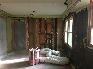 Kitchen/dining demolition from entry