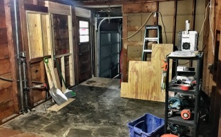 Construction in progress showing framing